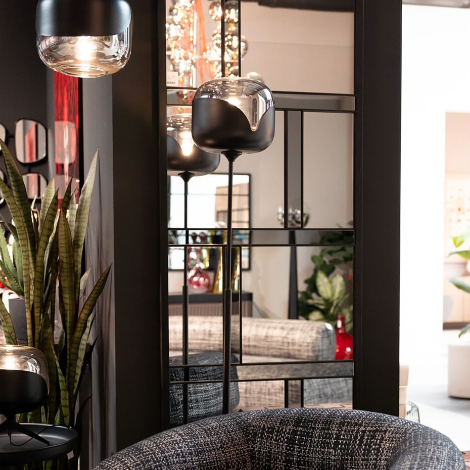 Lampadaire en verre et acier, GOBLET BALL