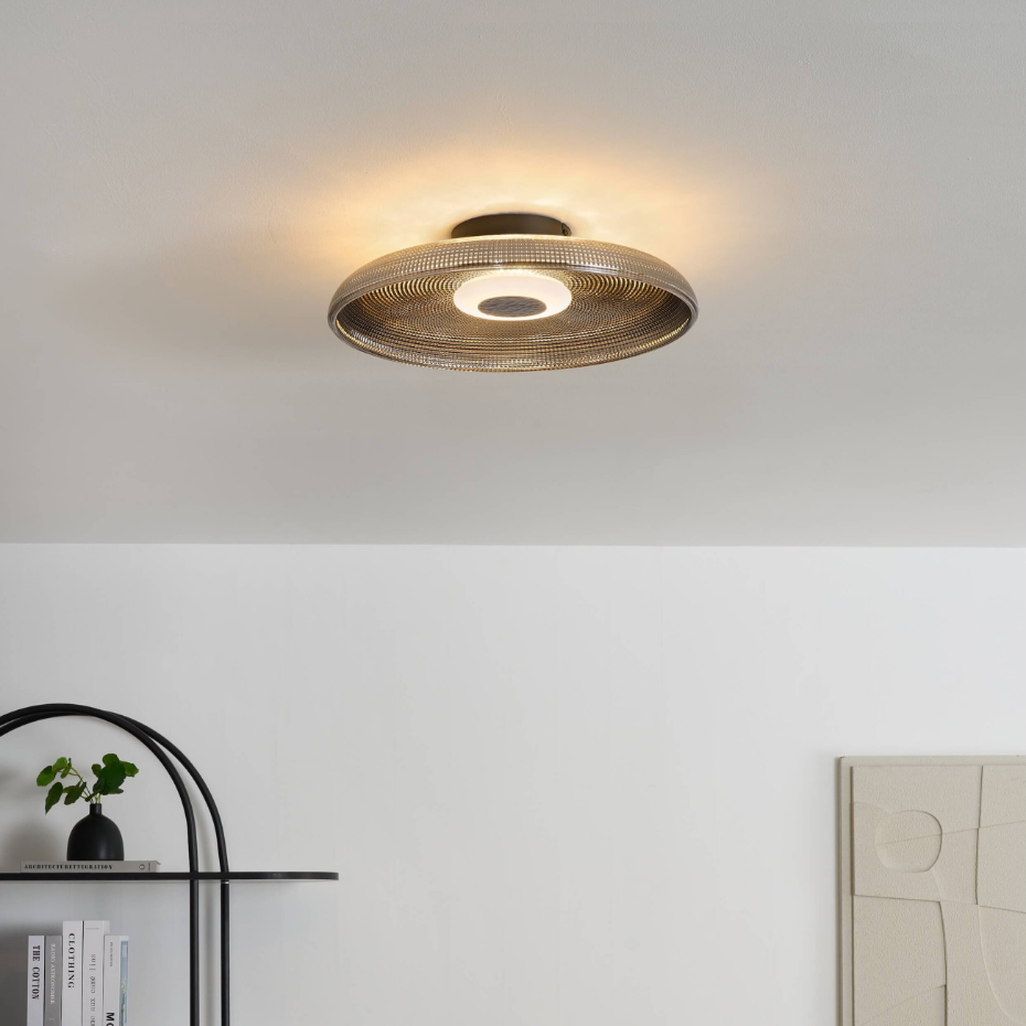 Plafonnier LED verre texturé - OSSARA