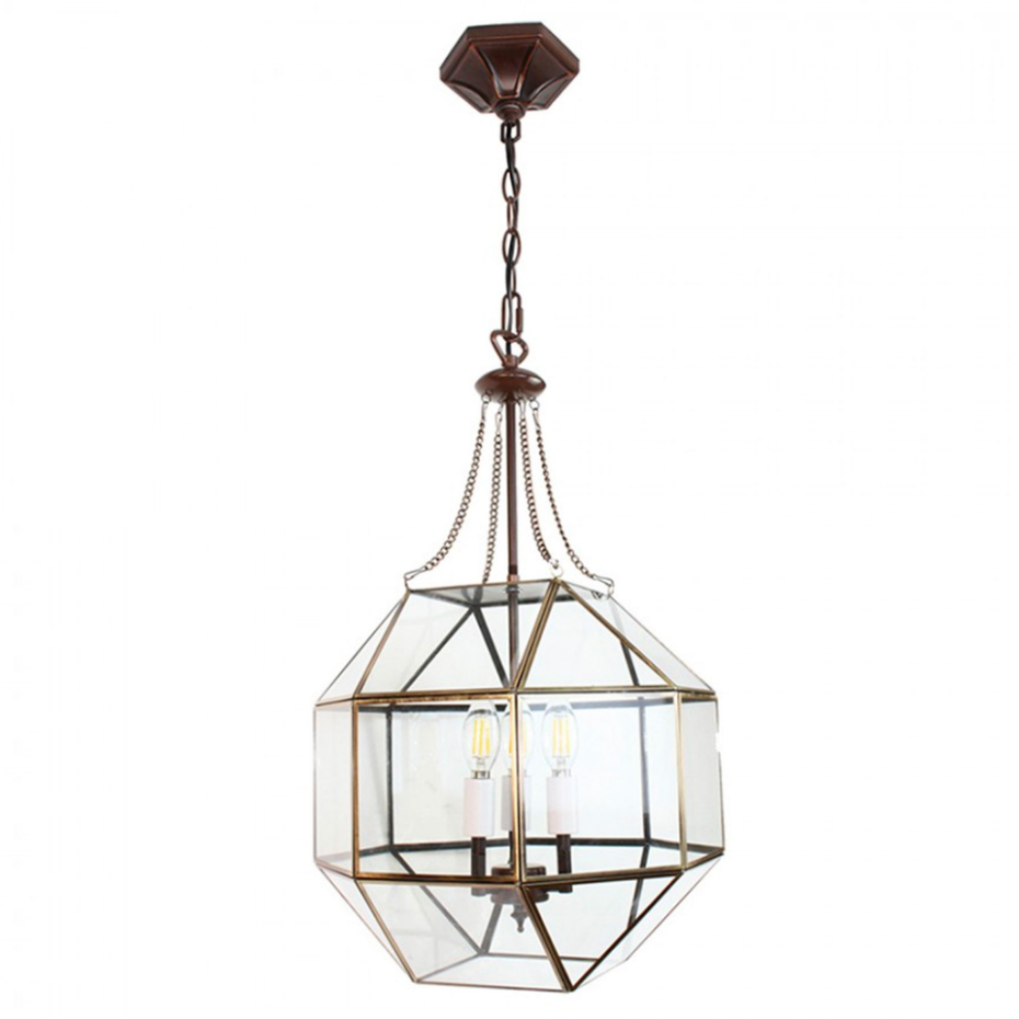 Suspension classique en verre et métal doré 30x30x170cm