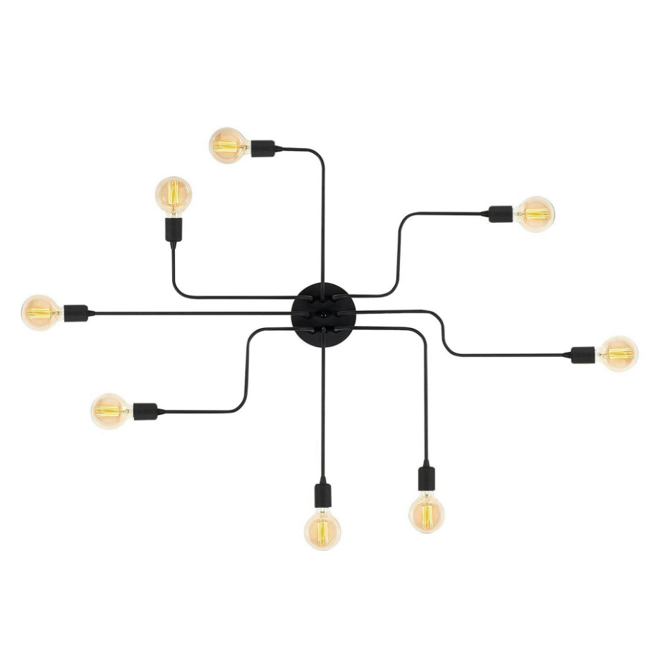 Plafonnier industriel noir design, circuit 140 cm MARATEA