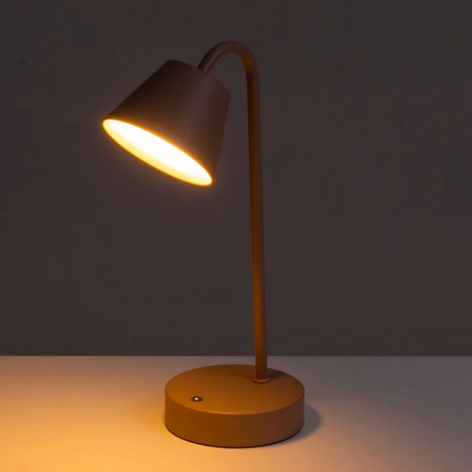 Lampe de bureau métal taupe LED sans fil 11x16x32cm