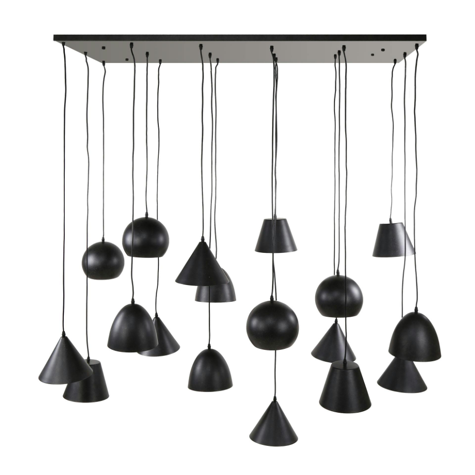 Suspension XXL 18 abat-jour en métal noir RALF