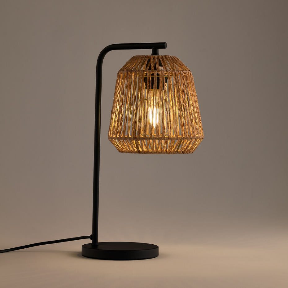 Lampe à poser, en métal fer et chanvre, YAKU