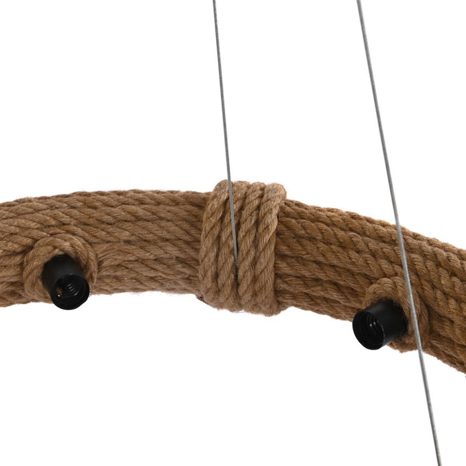 Plafonnier rond en corde 6 ampoules 48x48x10cm
