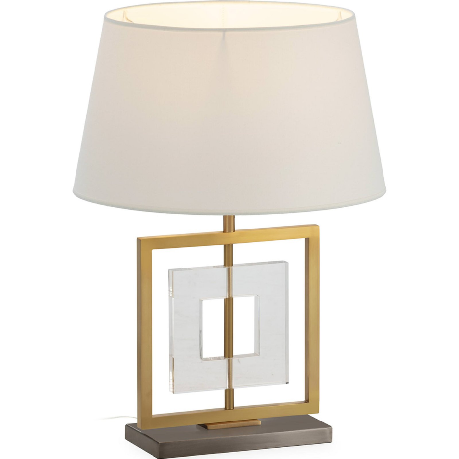 Lampe de table en laiton et acrylique rectangulaire