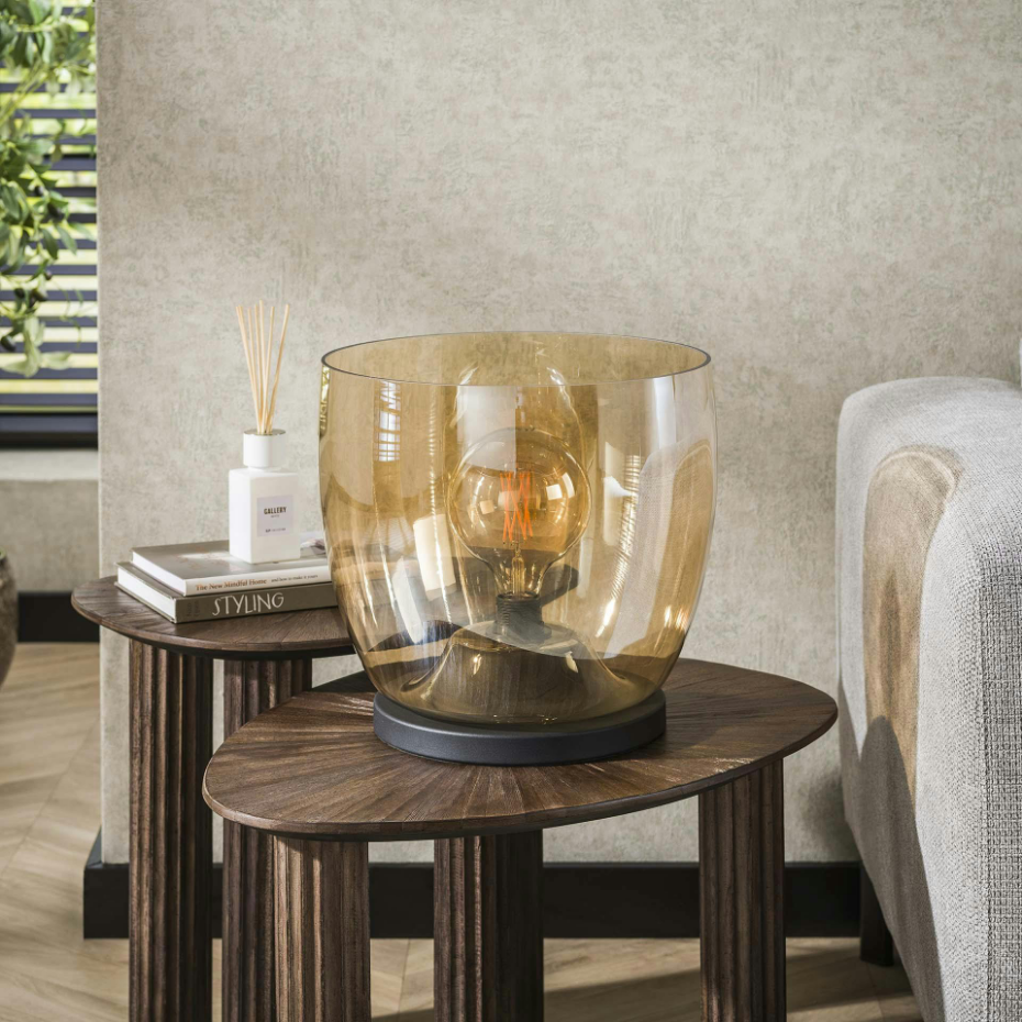 Lampe de salon moderne avec vasque en verre ambré 32 cm NIAGARA