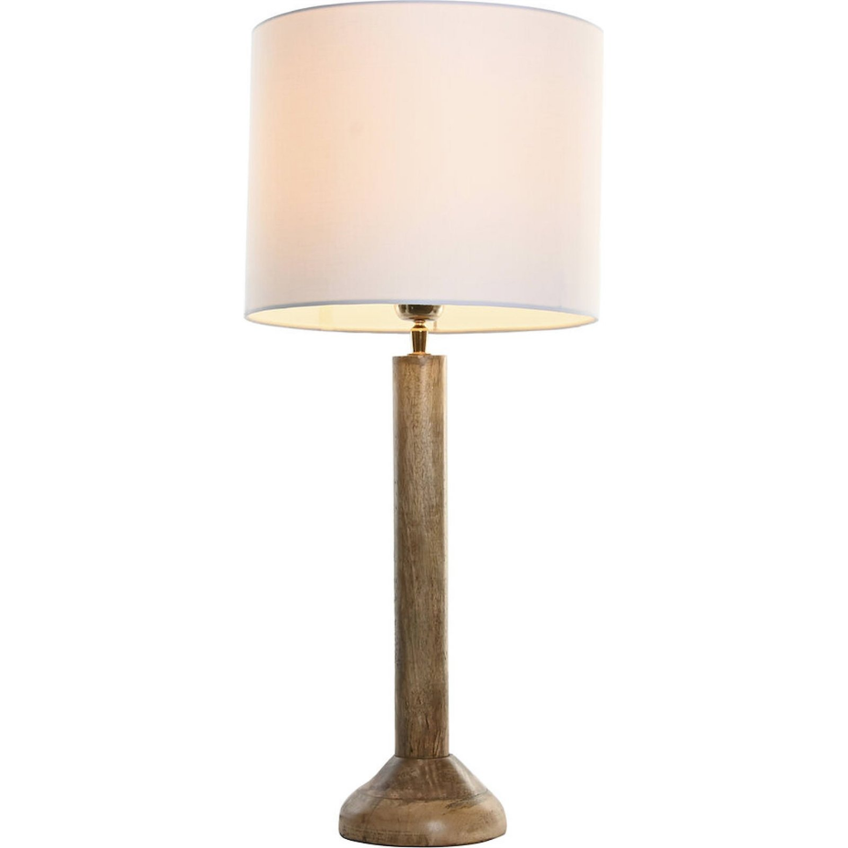 Lampe de table ronde en bois de manguier Sixties