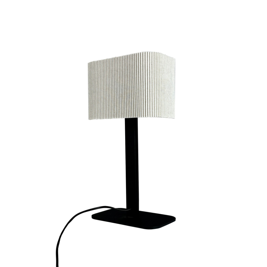Lampe à poser en métal et tissu Noir/Blanc Calix