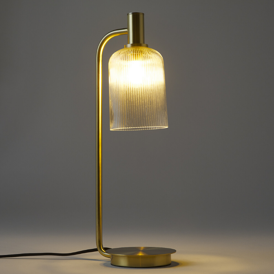Lampe à poser laiton et verre strié, Bogota