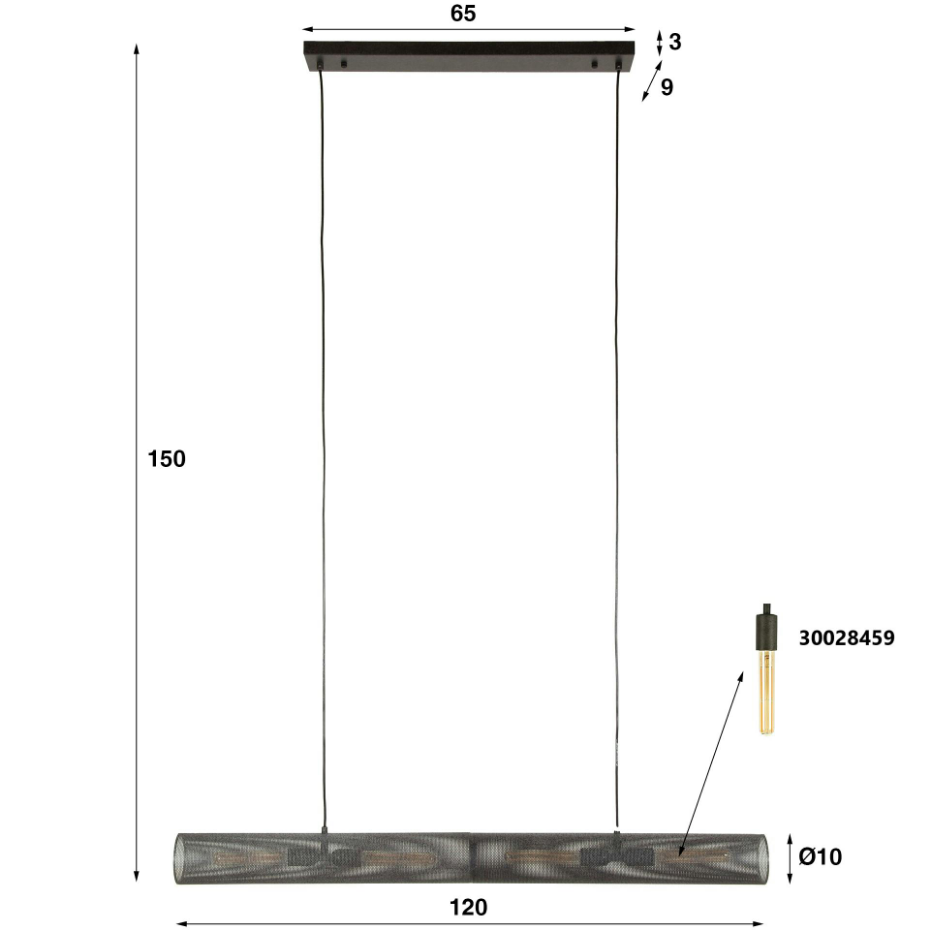 Suspension de table contemporaine forme tube RALF