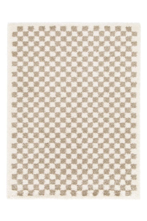 Tapis damier poils longs doux et volumineux CHECKERS