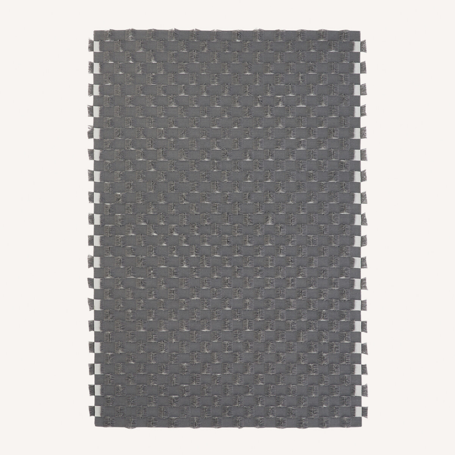 Tapis cousu main, polyester recyclé, Fringe