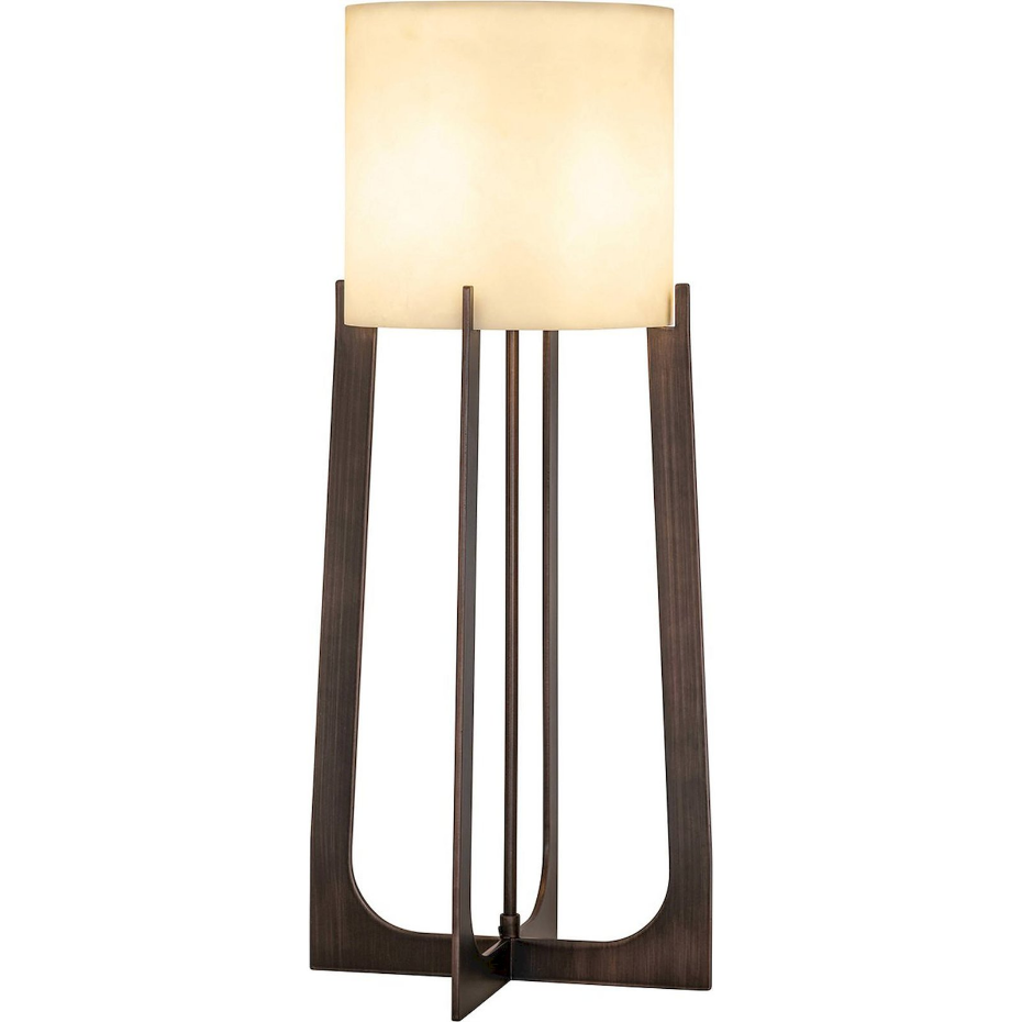 Lampe de table carrée en fer effet bronze et marbre