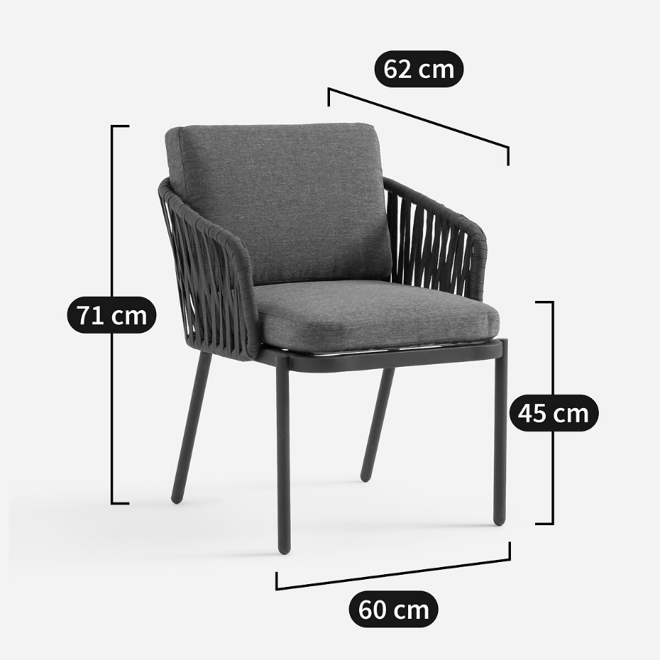 Fauteuil de table en sangles tressées, LEANDRA