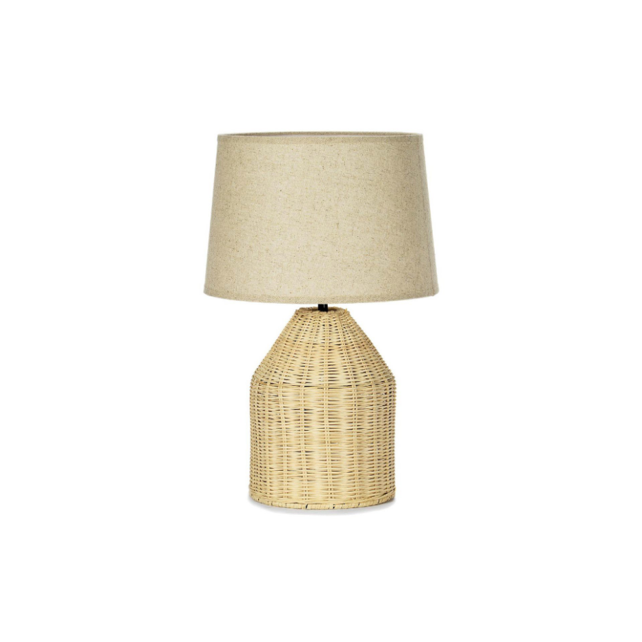 Lampe à poser en rotin tressé et abat-jour beige - 30x30x47cm