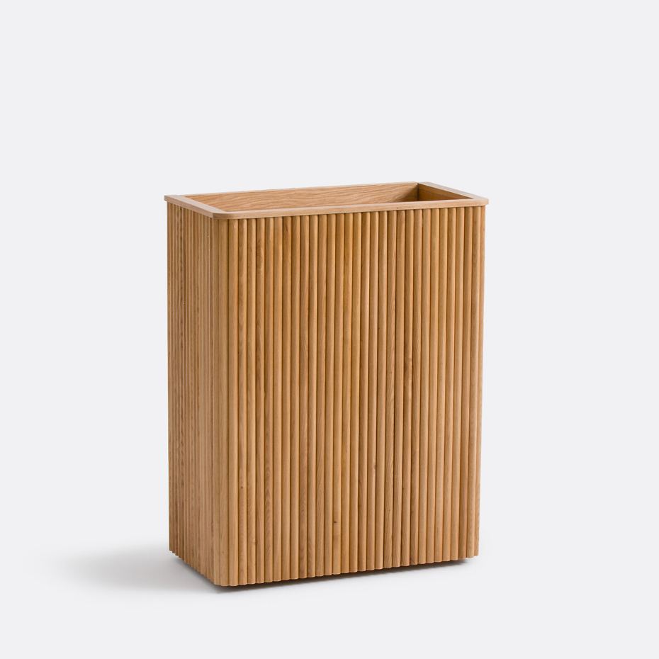 Console, rangement à roulettes, en plaqué chêne, Tamula
