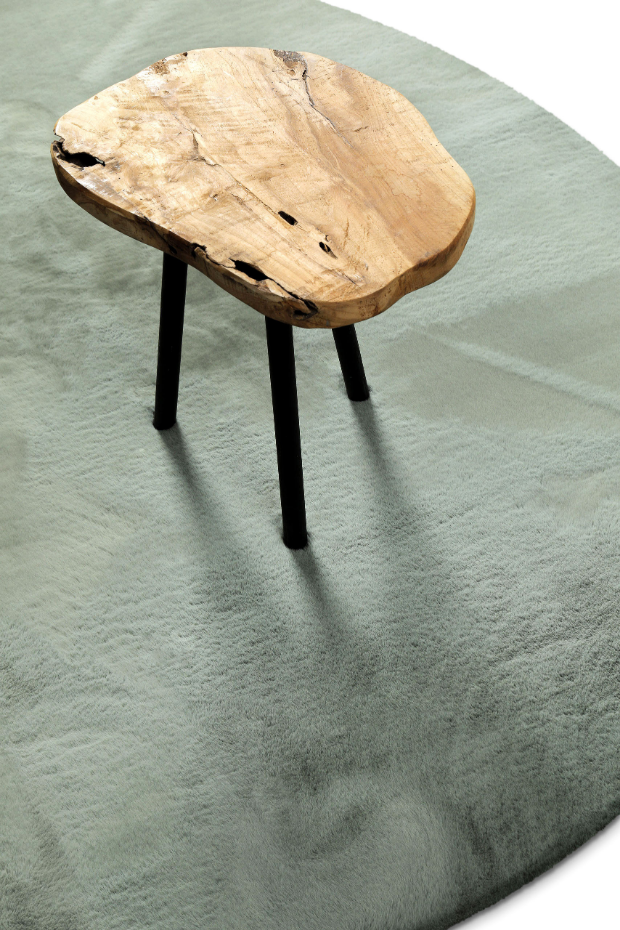 Tapis salon rond doux sensation peau de lapin ,  Anna