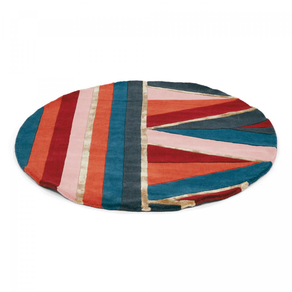 Tapis rond fait à la main en laine motif géométrique SAHAARA R