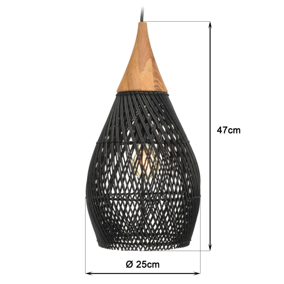 Suspension goutte en rotin 25cm FOLELLI