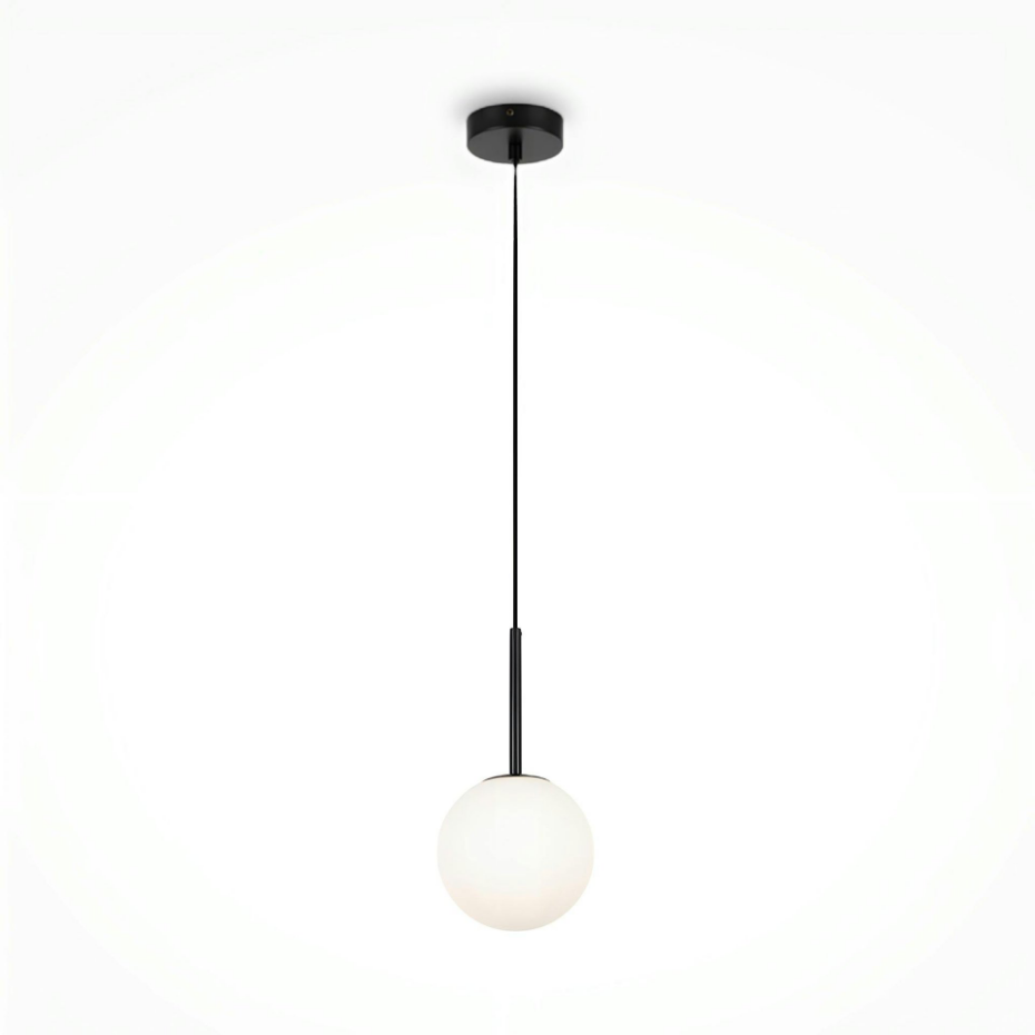 Suspension globe noire - verre dépoli 15 cm DELTONA