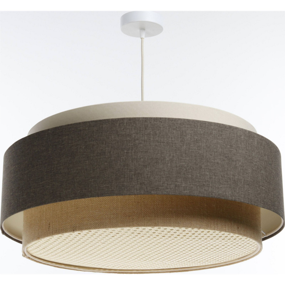 Suspension ronde en tissu et rotin Boho Elegant