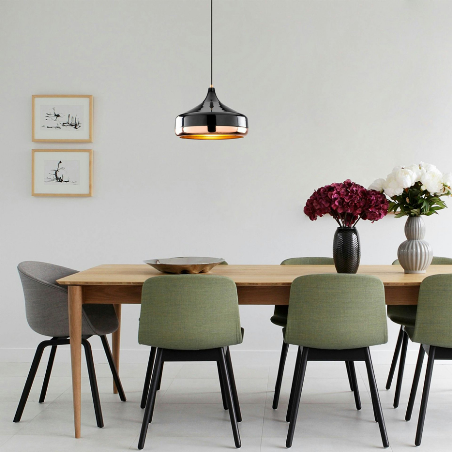 Suspension moderne noire et cuivre forme évasée SILE