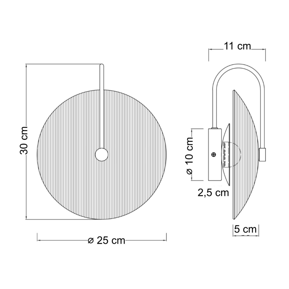 Applique verre strié disque doré - ESMÉE