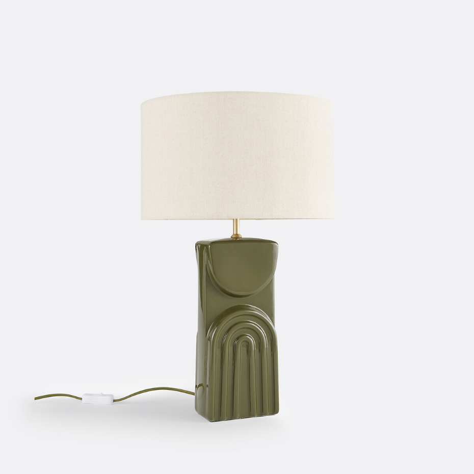 Lampe à poser céramique et lin, Topia
