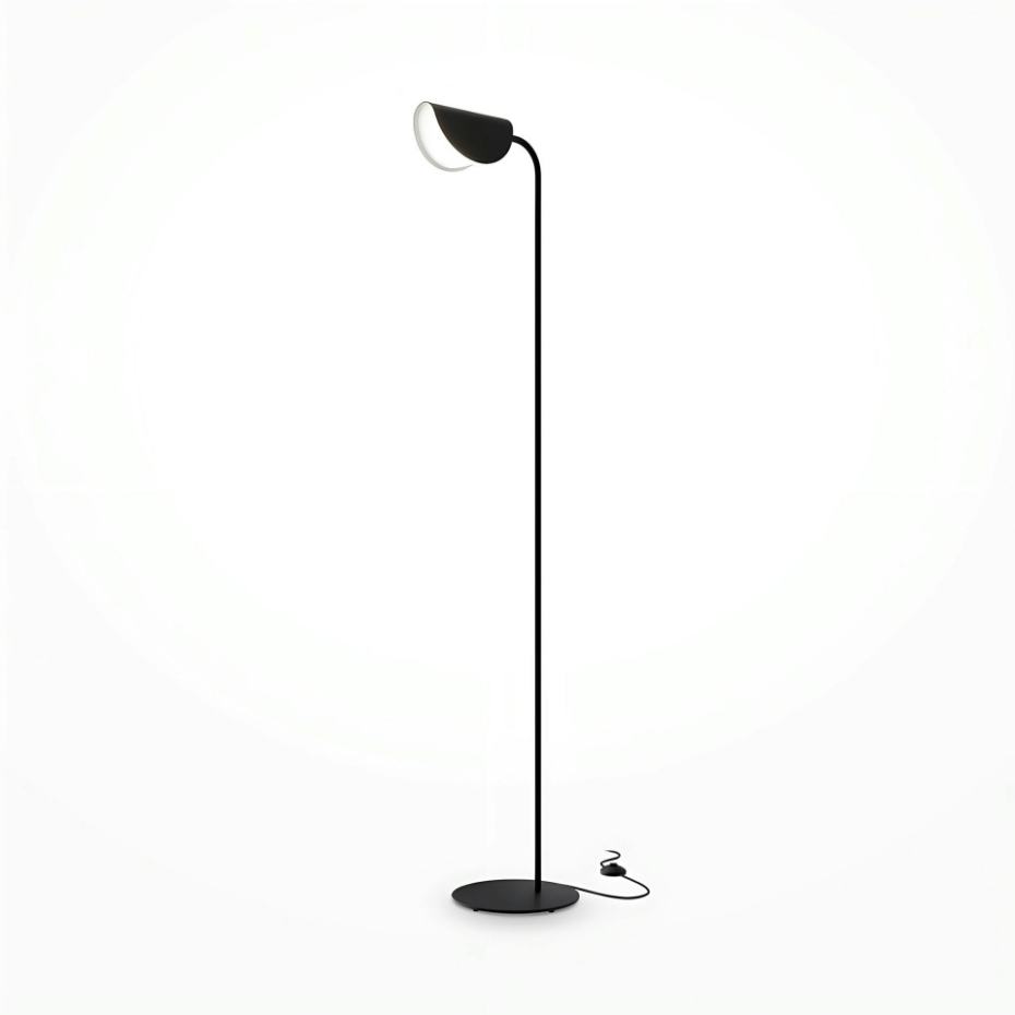 Lampadaire design noir - abat jour plié, interrupteur LENORE