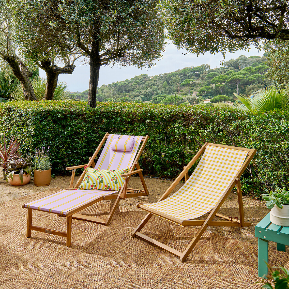 Chaise longue acacia et toile, Veniza