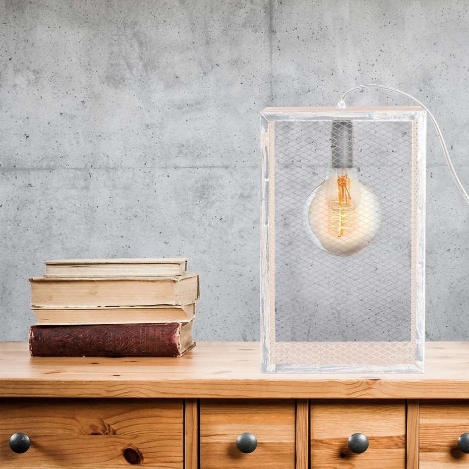 Lampe à poser avec cadre en bois Louise - H. 29 cm