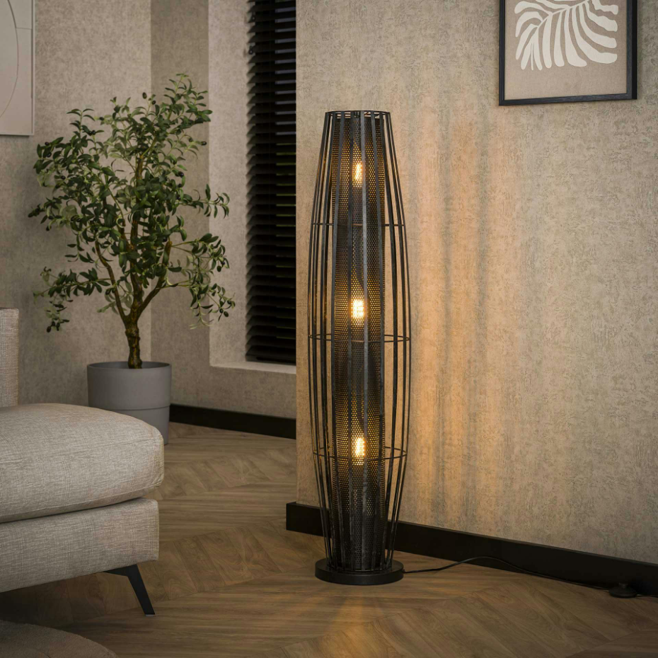 Lampadaire design avec cylindre en métal perforé 120 cm RALF