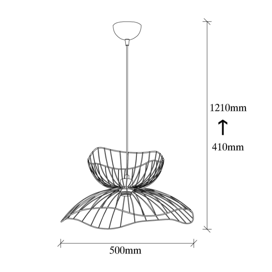 Suspension design noire filaire fleur stylisée SINOP