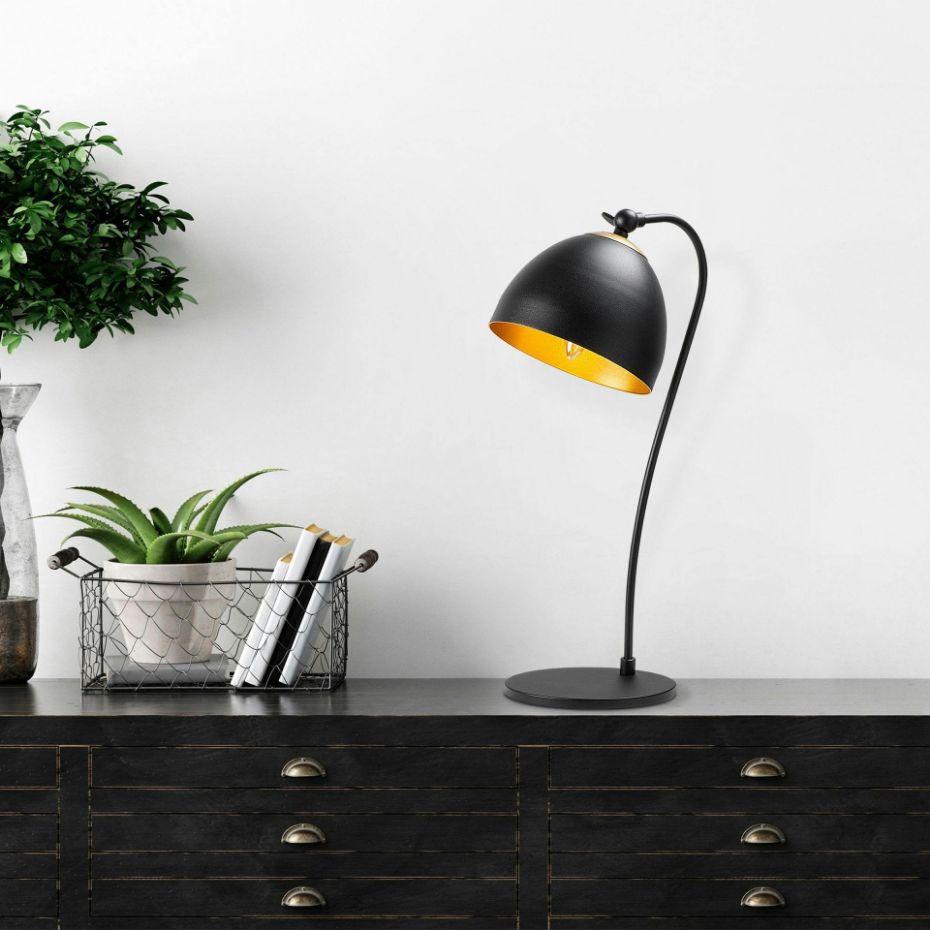Lampe de chevet moderne noire et dorée, 54 cm SILE