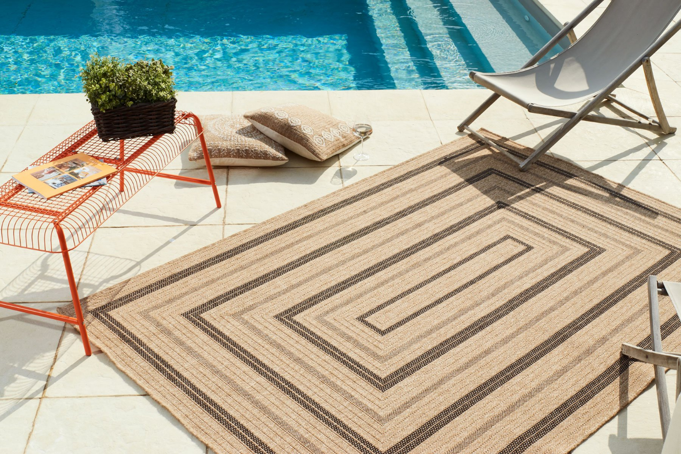 Tapis de salon intérieur extérieur motifs rectangles Nature