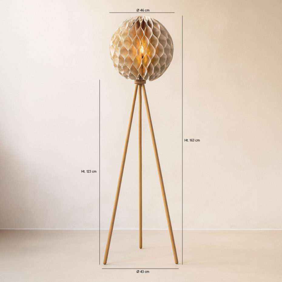 Lampadaire en lin pied en teck