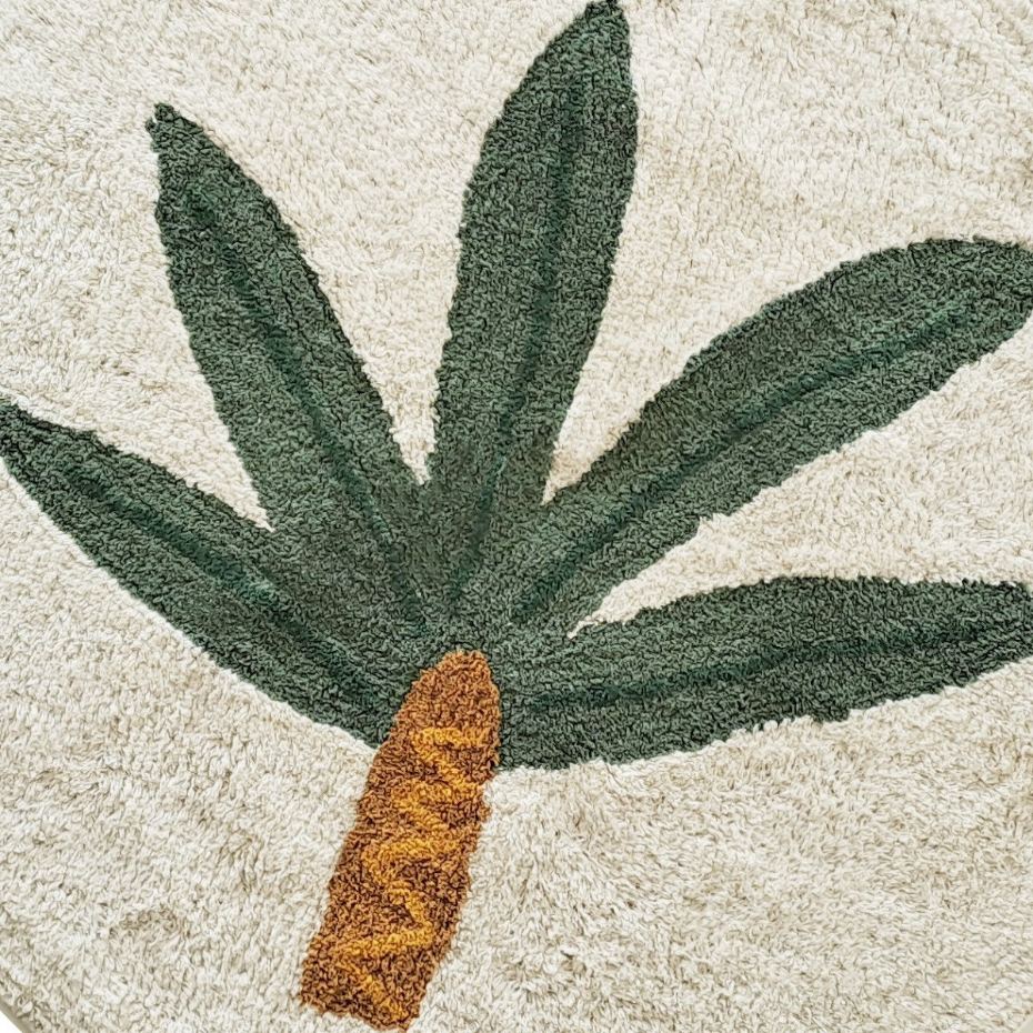 Tapis enfant rond en coton tufté PALMIER