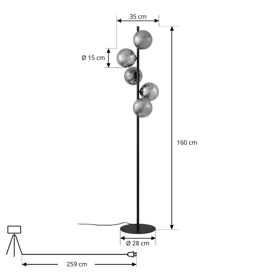 Lampadaire en verre moderne, Orbelia