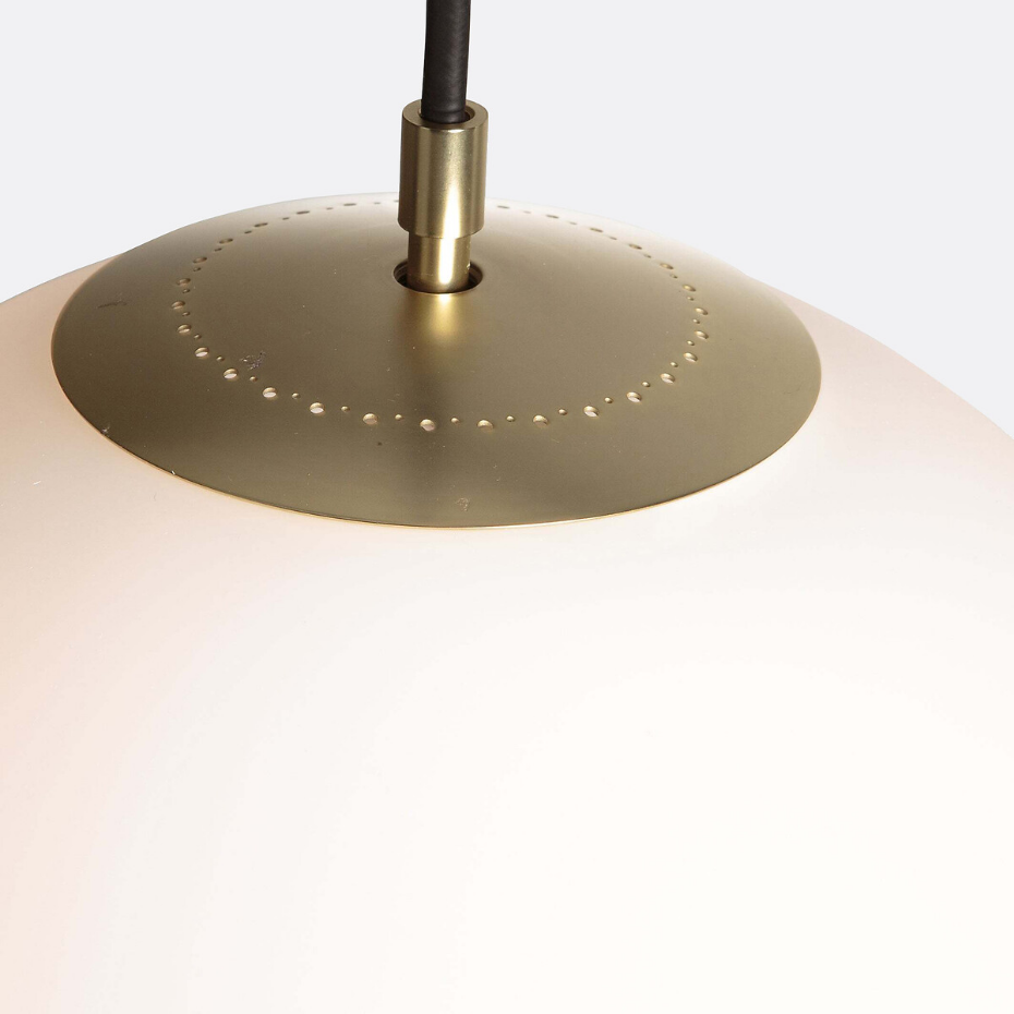 Suspension laiton et verre opaline Ø30 cm, Moricio