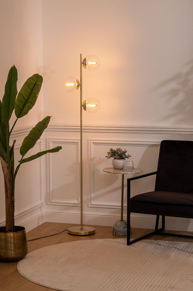Lampadaire triple verre métal design
