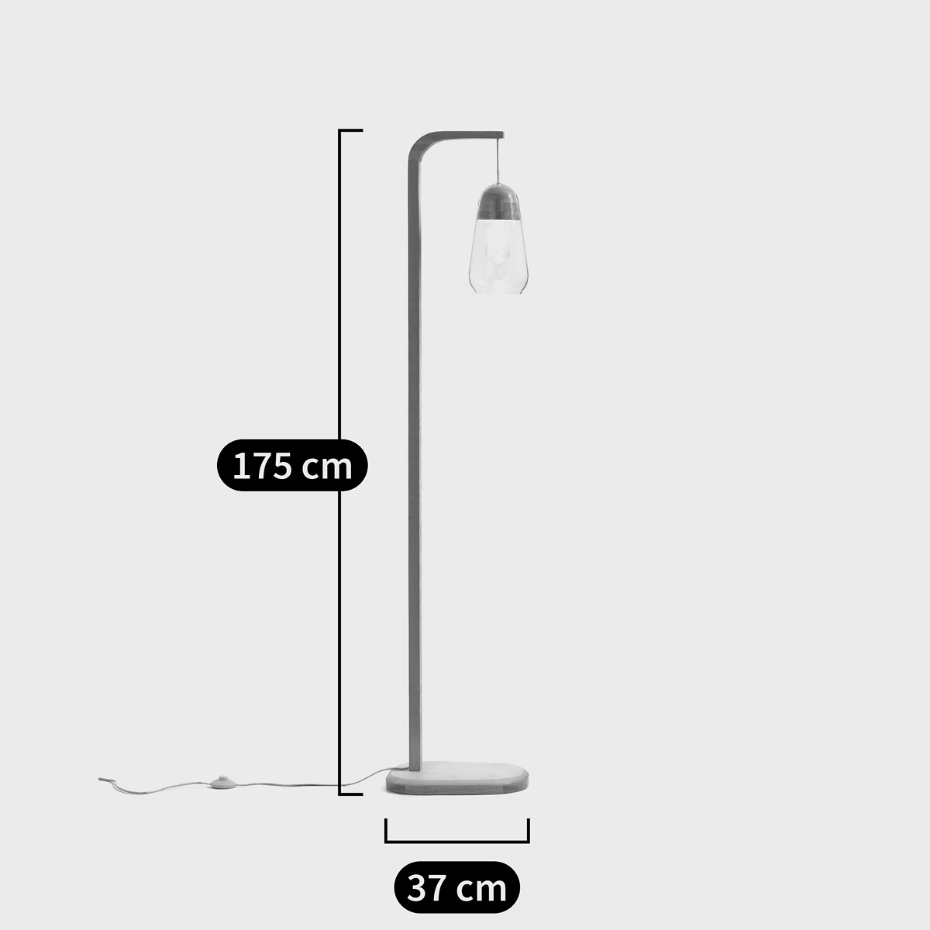 Lampadaire verre et bois Nasoa
