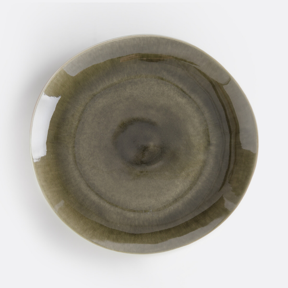 Lot 4 assiettes plates craquelées, GOGAIN
