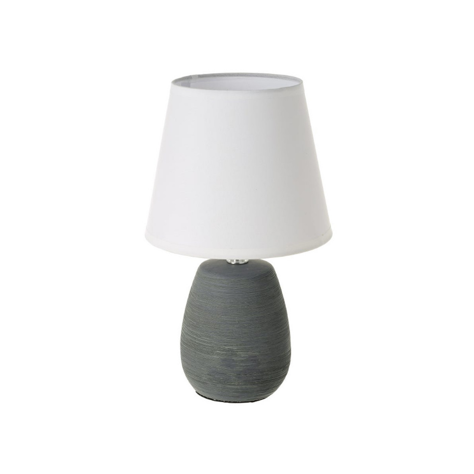 Lampe à poser ronde céramique grise effet naturel - 17x17x27.5cm