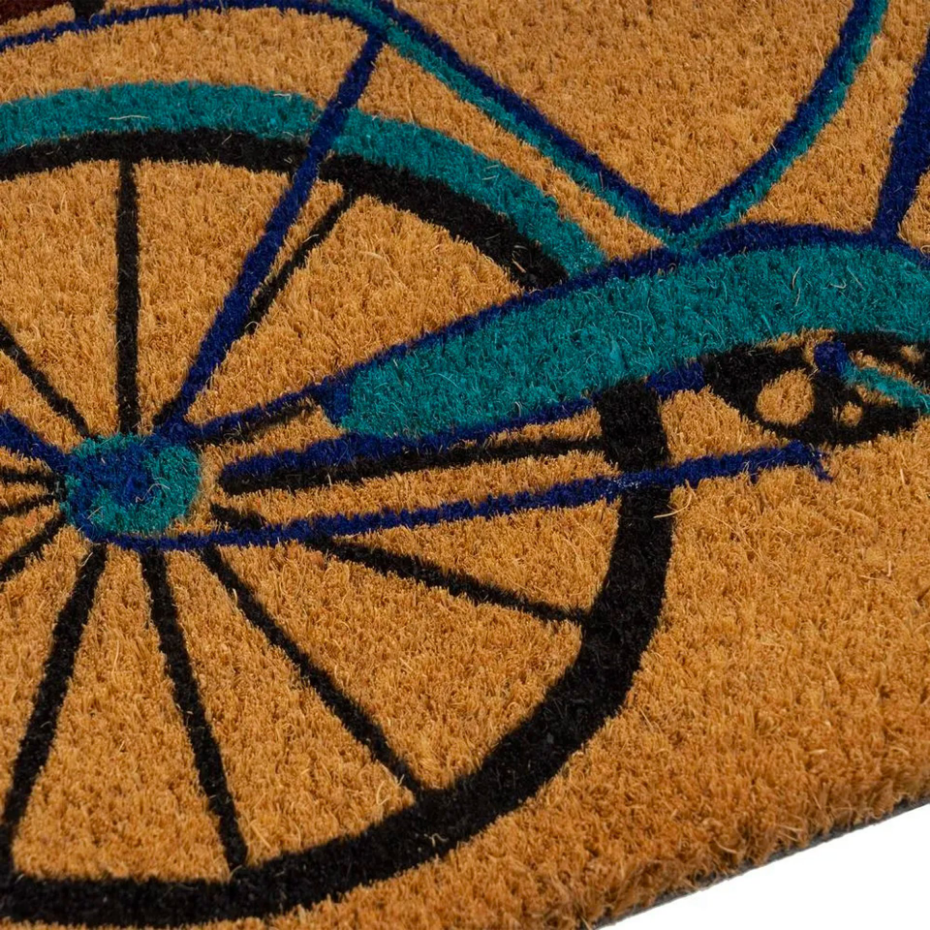 Paillasson coco multicolore vélo fleuri 60x40x1.5cm