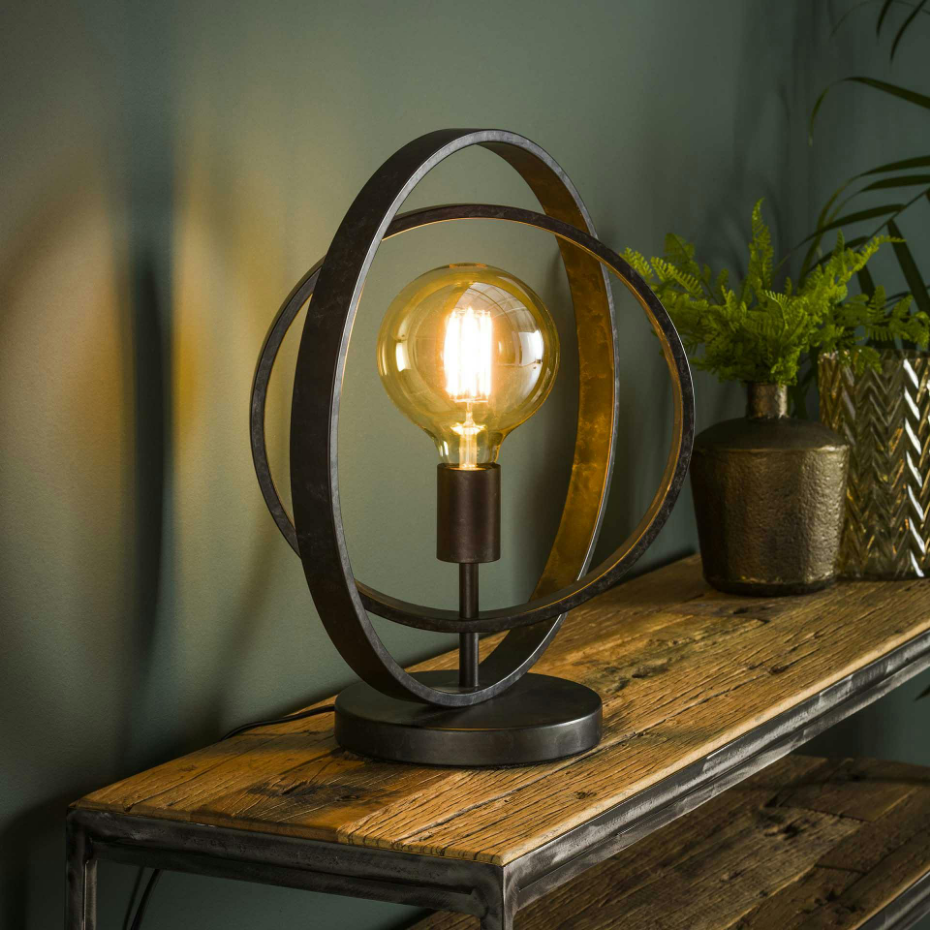 Lampe à poser industrielle anneaux croisés TRIBECA
