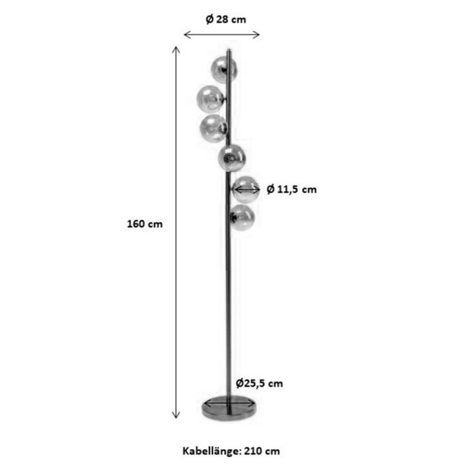 Lampadaire en verre et acier, SCALA BALLS