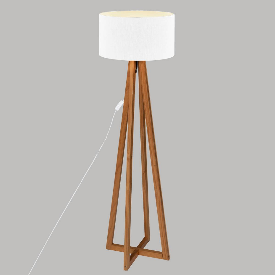 Lampadaire trépied bois de pin et coton MOLU