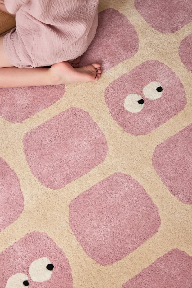 Tapis enfant rectangulaire épais, Coton bio GOTS, BIDULES