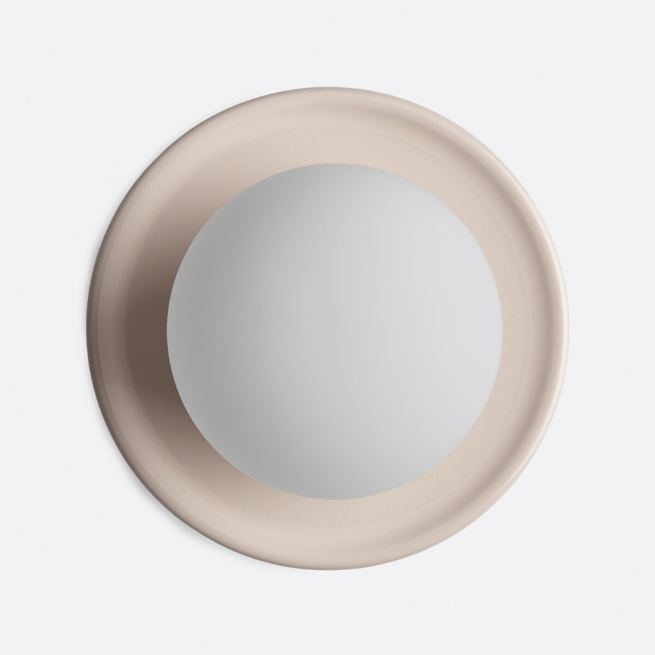 Applique ou plafonnier, rond, céramique et verre opaline, diamètre 16,8 cm, HOLI