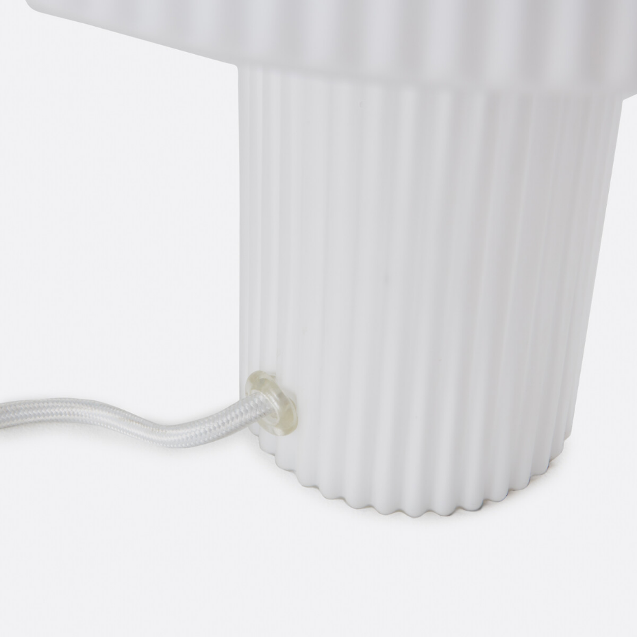 Lampe champignon, verre opalin strié H29cm Loulou